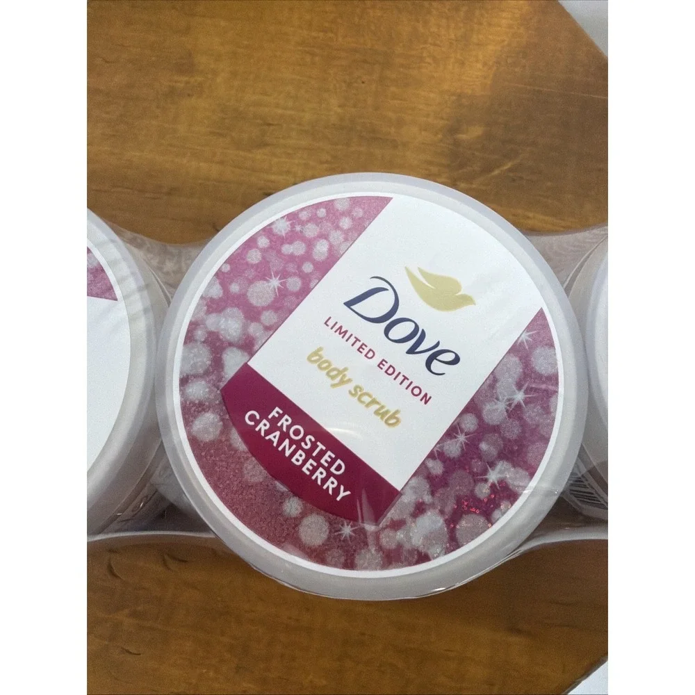 Dove Beauty Body Scrub Holiday Limited Edition- Frosted Cranberry 3.5oz SET OF 3